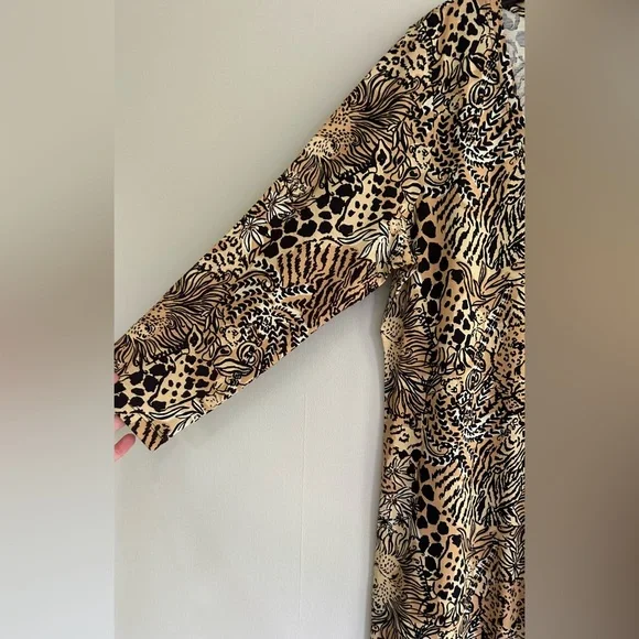 LILLY PULITZER Tessa Dress Rattan Walk On The Wild Side V-Neck 3/4 Sleeve | XL - Picture 4 of 12